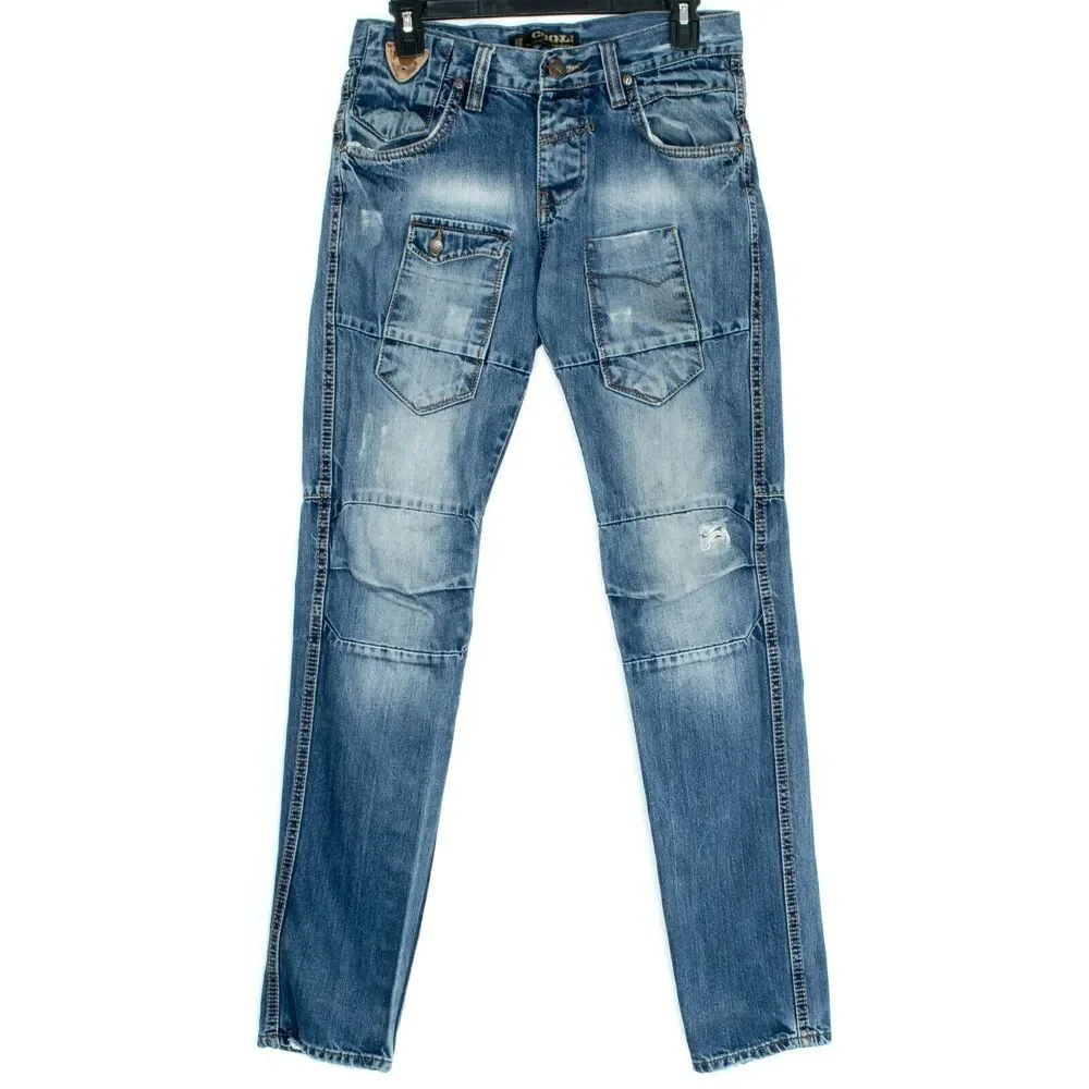 Y2K Distressed Grunge Skater Jeans Blue 29‎ Utility Streetwear Workwear Gorpcore